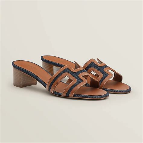 hermes oasis sandals denim|Hermes platform sandals.